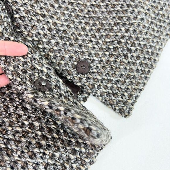 Eileen Fisher Sweater Womens PM Brown Cropped Knit Wool Alpaca Snap Front - Picture 3 of 12